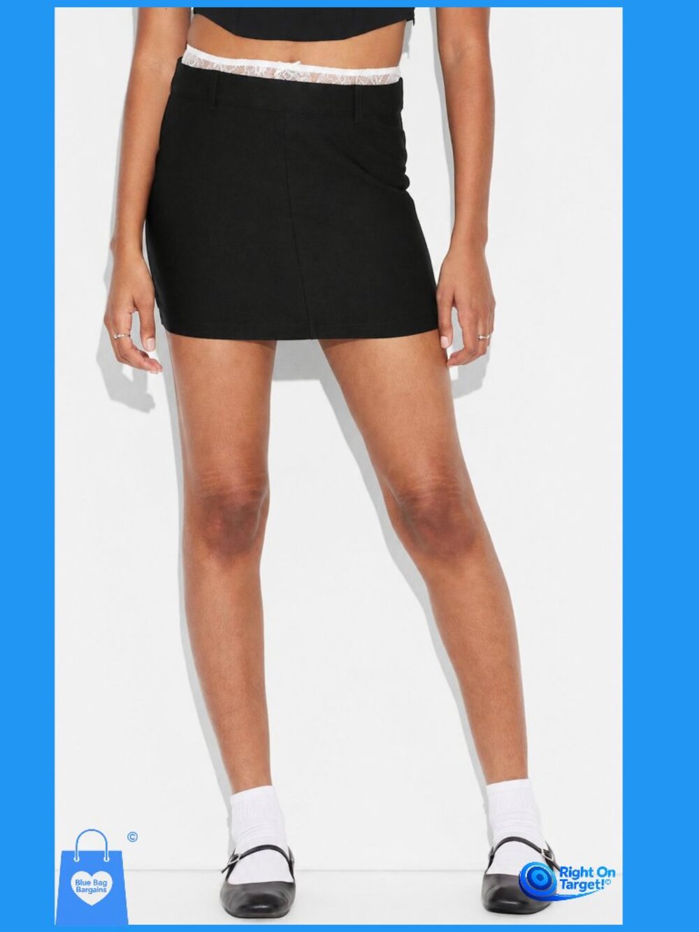 Large - Womens Peek-A-Boo Lace Mini Skirt - Wild Fable - Black